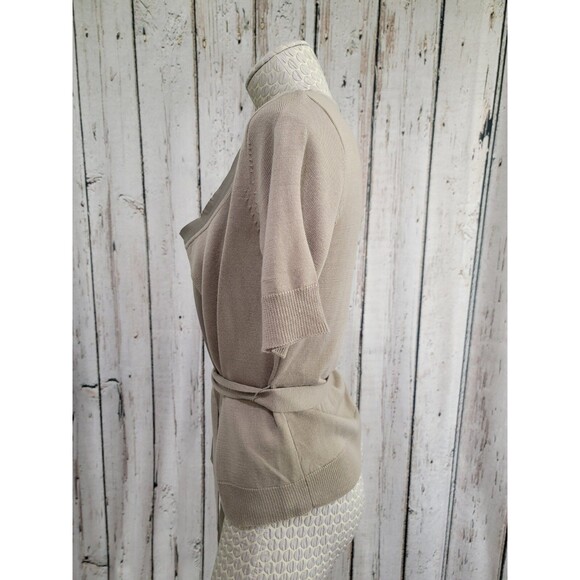ALK Women's XS New York & Company Tan Layered Short Sleeve Cardigan Blouse Top - Picture 5 of 9
